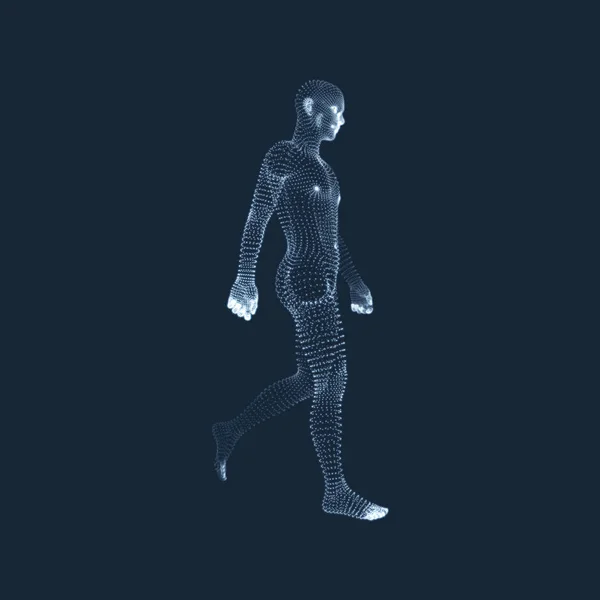 Uomo Che Cammina Modello Del Corpo Umano Design Geometrico Illustrazione — Vettoriale Stock