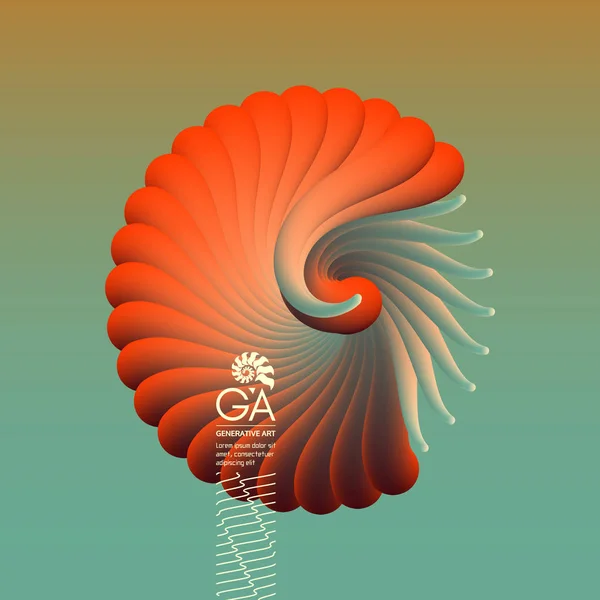 Vectorillustratie Met Zeeschelp Nautilus Object Met Vloeiende Vorm Kan Worden — Stockvector