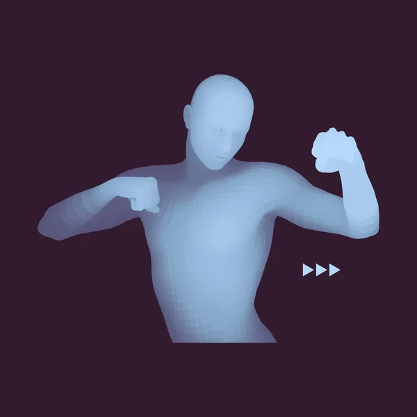 Boxer Model Man Tubuh Manusia Simbol Olahraga Unsur Desain Ilustrasi - Stok Vektor