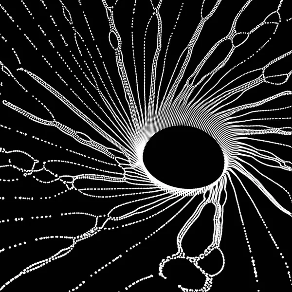 Buco Nero Fatto Particelle Volanti Sfondo Astratto Illustrazione Vettoriale — Vettoriale Stock