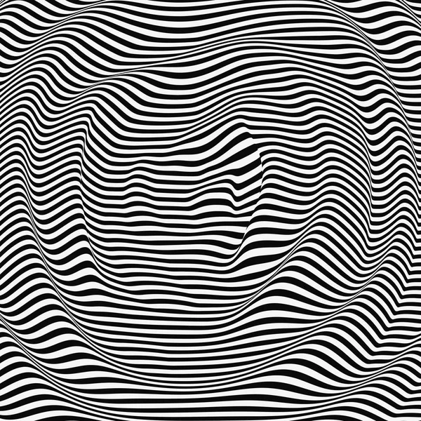 Fondo Rayado Abstracto Blanco Negro Arte Óptico Vector Ilustración — Archivo Imágenes Vectoriales