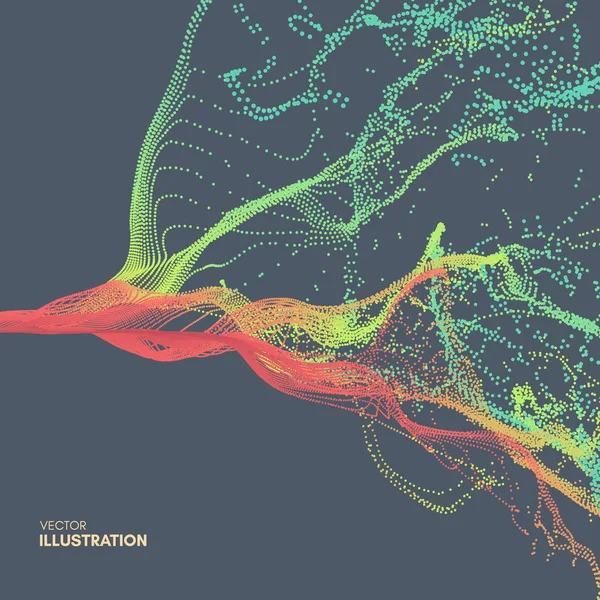 Array Con Particelle Dinamiche Composizione Con Effetto Movimento Illustrazione Astratta — Vettoriale Stock