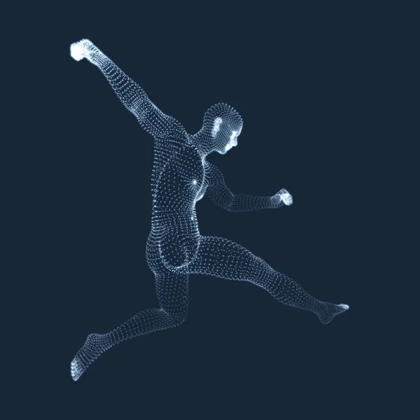 Focista Részecske Sport Koncepció Modellje Man Emberi Test Sport Szimbólum — Stock Vector