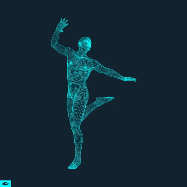 Hombre Está Posando Bailando Concepto Deportivo Modelo Del Hombre Cuerpo — Vector de stock