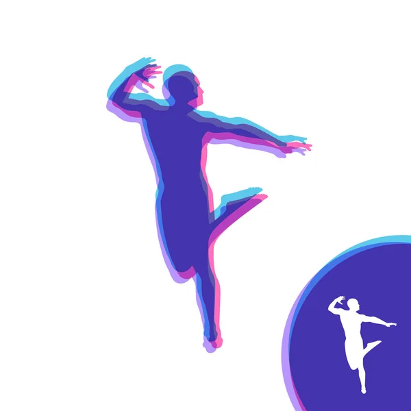 Silueta Una Bailarina Gimnasta Hombre Está Posando Bailando Símbolo Deportivo — Vector de stock