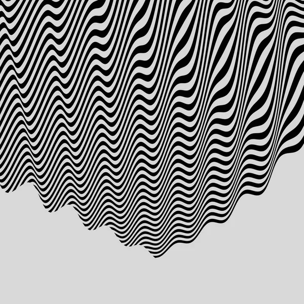 黒と白の抽象的な縞模様の背景 光学芸術 3Dベクトル図 — ストックベクタ