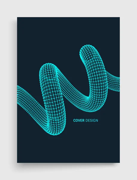 Cover Design Vorlage Spirale Verbindungsstruktur Abstrakte Gitterkonstruktion Vektorillustration Für Wissenschaft — Stockvektor