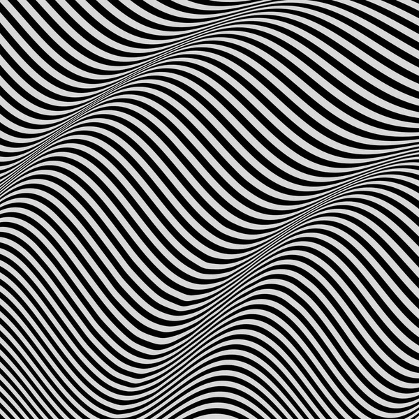 Волнистый Фон Динамический Эффект Черно Белый Дизайн Шаблон Оптической Иллюзией — стоковый вектор