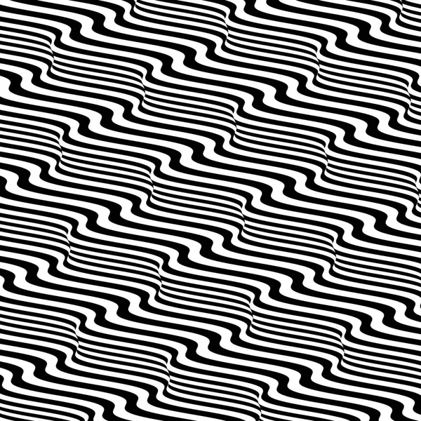 Welliger Hintergrund Dynamische Wirkung Schwarz Weiß Design Muster Mit Optischer — Stockvektor