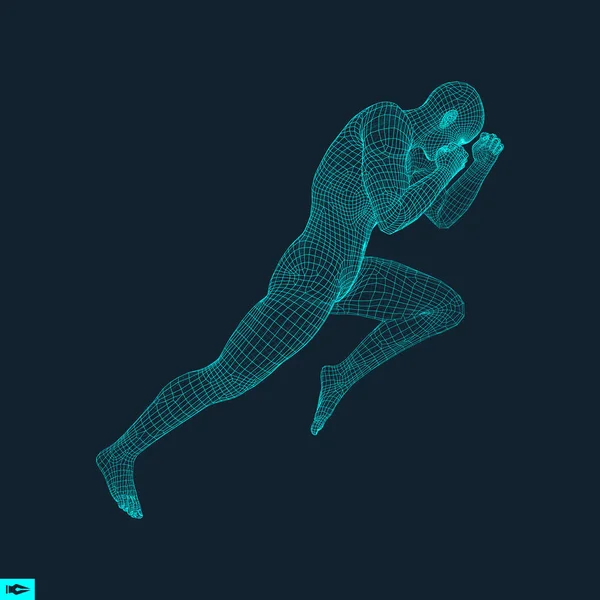 Combatiente Modelo Del Hombre Cuerpo Humano Símbolo Deportivo Elemento Diseño — Vector de stock