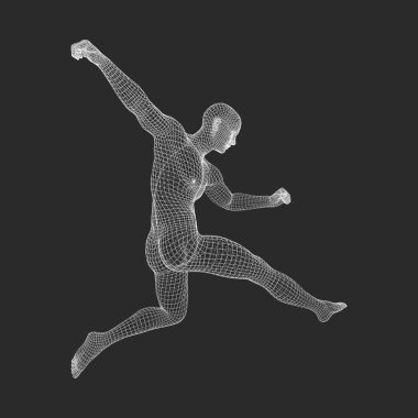 Football player. Sports concept. 3D Model of Man. Human Body. Sport Symbol. Design Element. Vector Illustration clipart