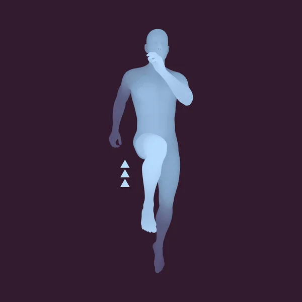 3D跑步的人 科学和技术的设计 矢量图解 — 图库矢量图片