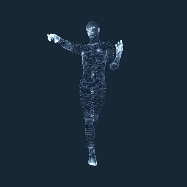 Человек Указывающий Пальцем Модель Человека Геометрический Дизайн Векторная Миграция — стоковый вектор
