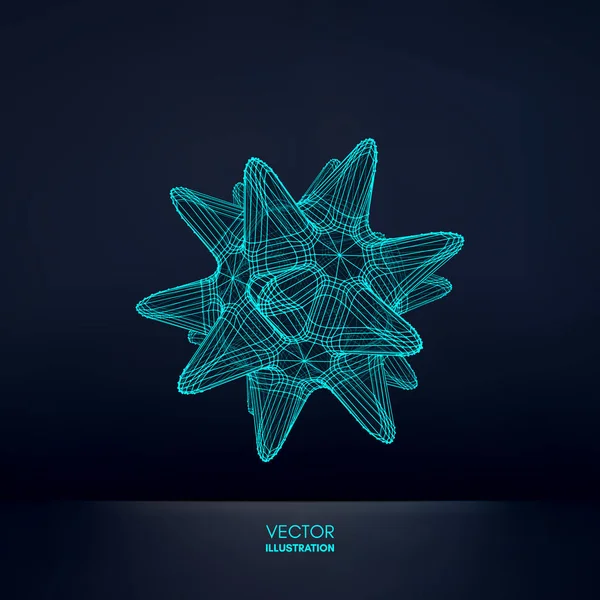 Cristal Objet Avec Lignes Points Connectés Grille Moléculaire Style Technologique — Image vectorielle