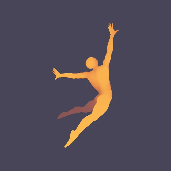 Hombre Saltando Modelo Del Hombre Cuerpo Humano Símbolo Deportivo Elemento — Vector de stock