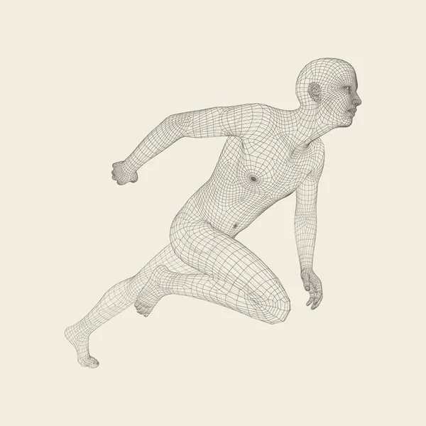 Bieganie Man Organizm Ludzki Model Szkieletowy Sport Symbol Low Poly — Wektor stockowy