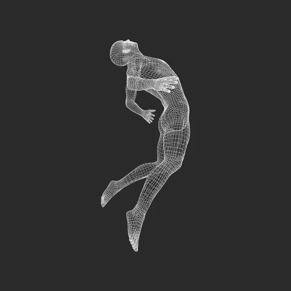 Висит Воздухе Человек Плавающий Воздухе Модель Человека Человеческое Тело Элемент — стоковый вектор