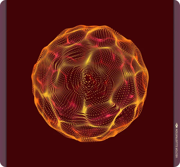 Esfera Abstracta Array Con Partículas Dinámicas Elemento Científico Tecnológico Moderno — Archivo Imágenes Vectoriales