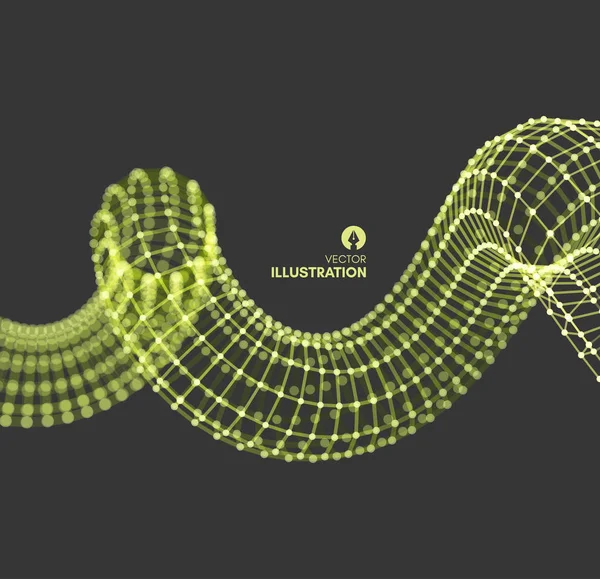 Spirale Struttura Collegamento Disegno Astratto Della Griglia Illustrazione Vettoriale Scienza — Vettoriale Stock