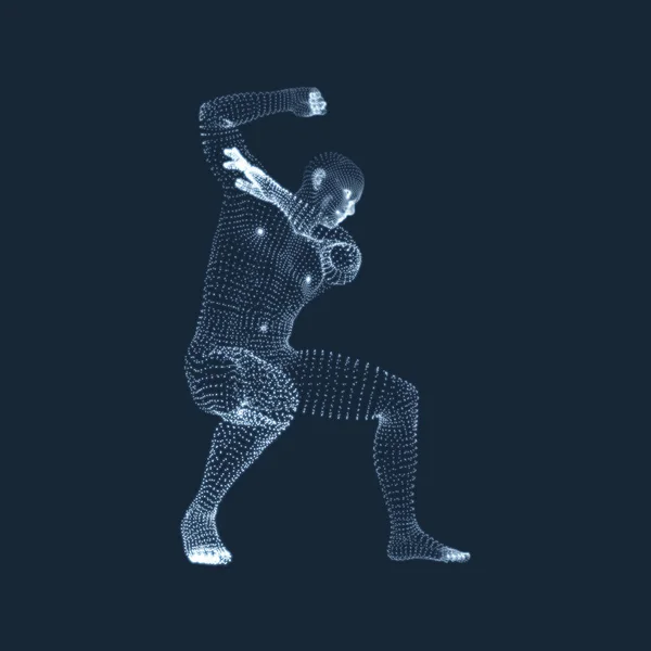 Hombre Combatiente Modelo Del Hombre Modelo Cuerpo Humano Escaneo Corporal — Vector de stock