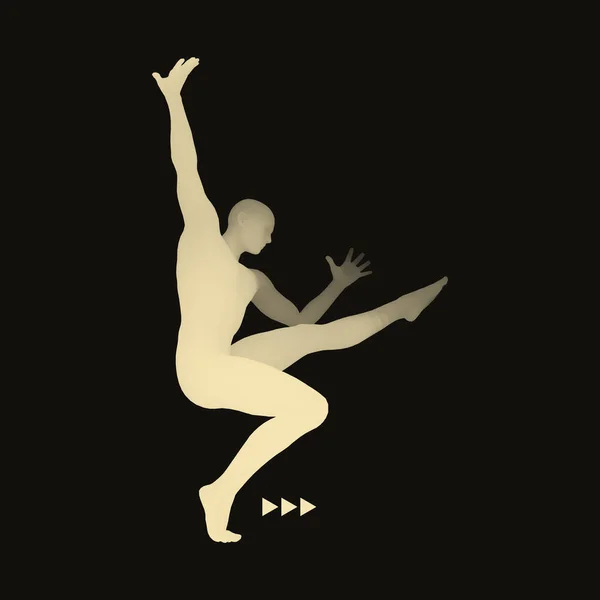 Mann Posiert Und Tanzt Silhouette Einer Tänzerin Eine Tänzerin Führt — Stockvektor
