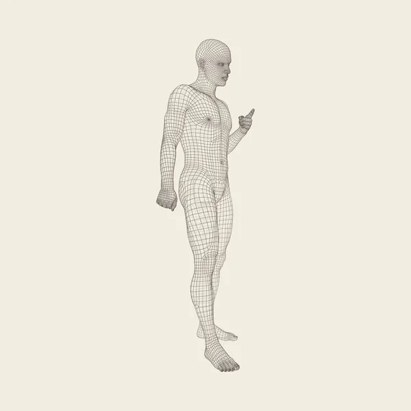 Человек Указывающий Пальцем Модель Человека Геометрический Дизайн Векторная Иллюстрация Многоугольная — стоковый вектор