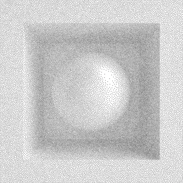 白と黒の粒子の粗い Dotwork デザイン 目の錯覚で点描パターン 点描のベクトル図 — ストックベクタ