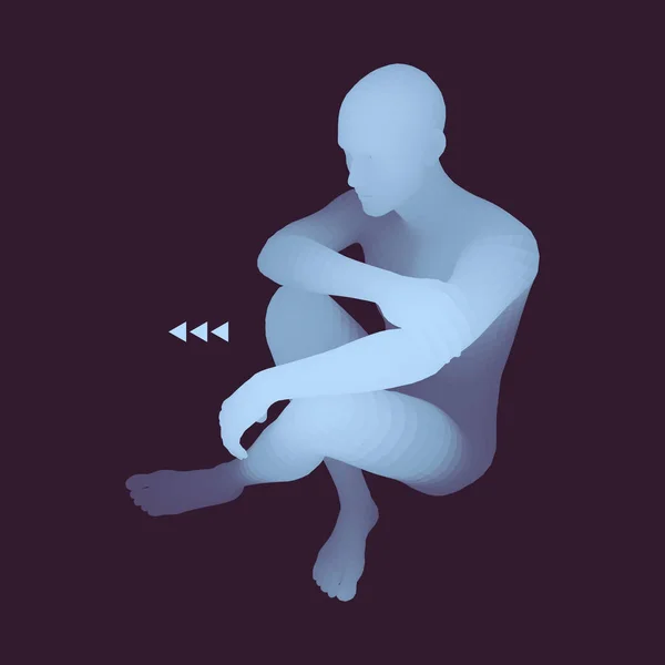 Homme Dans Une Posture Penseur Modèle Homme Affaires Sciences Psychologie — Image vectorielle