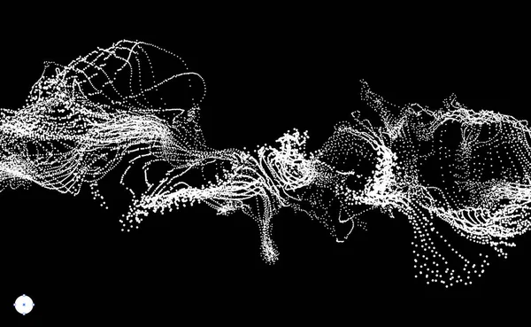 带有动态发射粒子的阵列 水飞溅模仿 抽象背景 矢量插图 — 图库矢量图片