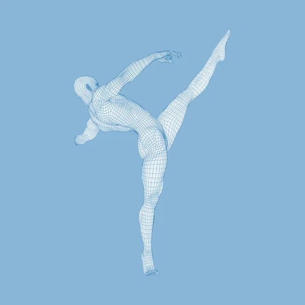 Gimnastyk Model Modelu Ludzkiego Ciała Człowieka Zajęcia Gimnastyki Dla Ikony — Wektor stockowy