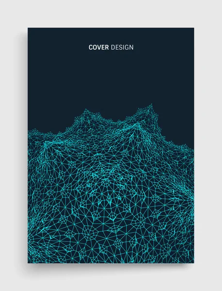Cover Design Vorlage Futuristische Landschaft Hintergrund Low Poly Terrain Cyberspace — Stockvektor