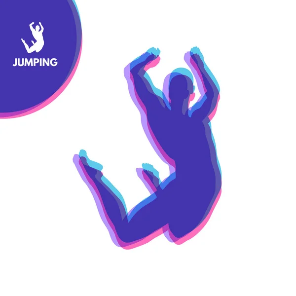 Silueta Hombre Saltando Plantilla Diseño Para Sport Ilustración Vectorial — Vector de stock
