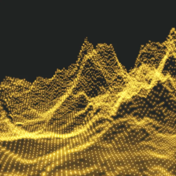 風景の背景 サイバー スペースのグリッド 技術のベクトル図 — ストックベクタ