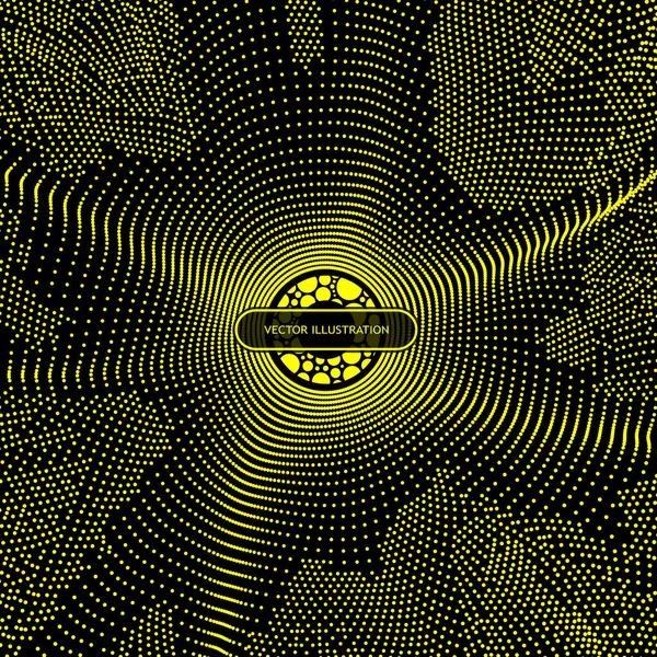 動的粒子の配列 黄色の抽象的な背景 未来的な技術スタイル テクスチャです ベクトル図 — ストックベクタ