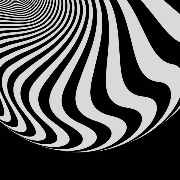 黑白抽象条纹背景 光学艺术 3D矢量说明 — 图库矢量图片