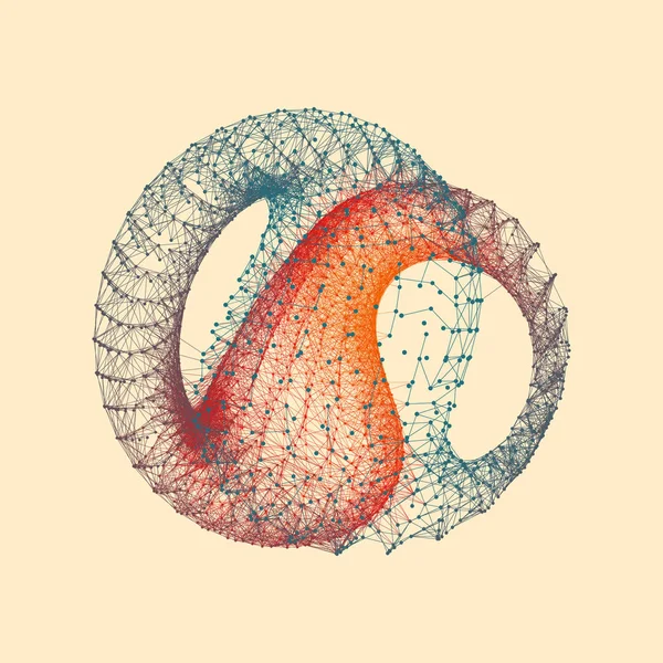 Wireframe Objeto Com Linhas Pontos Estrutura Conexão Abstrata Forma Geométrica — Vetor de Stock