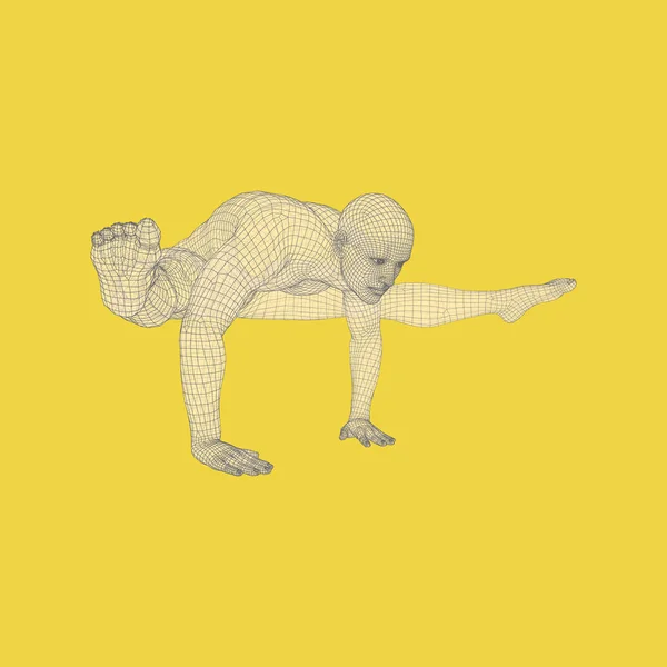Pose Debout Main Homme Faisant Des Exercices Yoga Handstand Mode — Image vectorielle