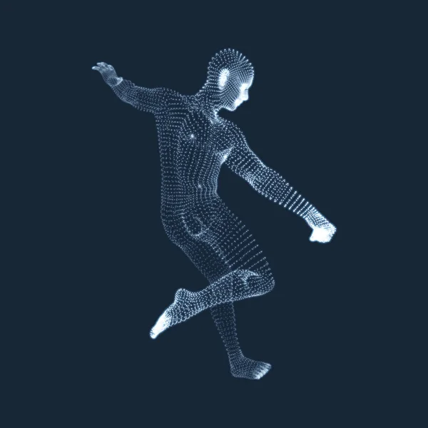 Jogador Futebol Partículas Conceito Desportivo Modelo Homem Corpo Humano Símbolo —  Vetores de Stock