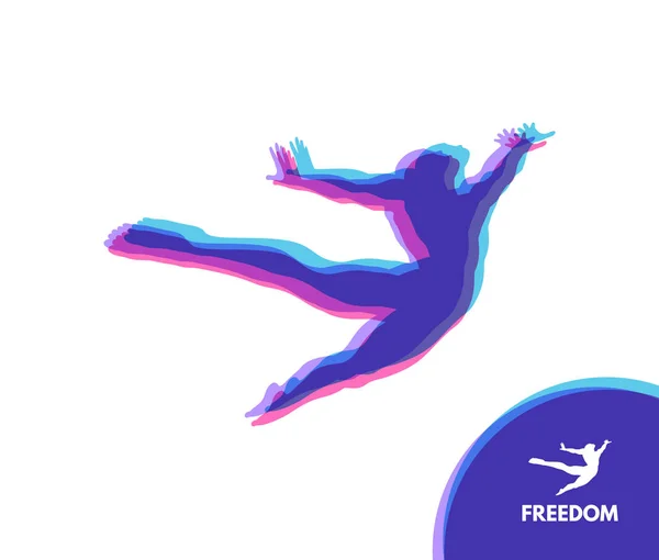 Silhouette Eines Springenden Mannes Freiheitsbegriff Vektorillustration — Stockvektor