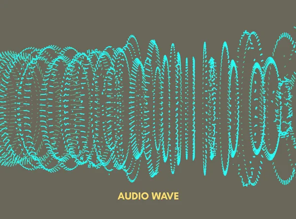 Array Mit Dynamischen Teilchen Vektorschallwelle Technologie Stil Abstrakter Hintergrund Vektorillustration — Stockvektor