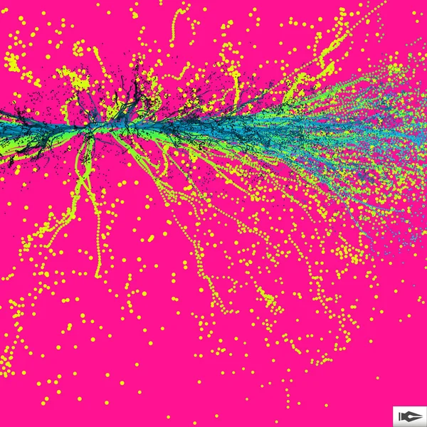 点爆炸 带有动态发射粒子的阵列 3D科技风格 摘要背景 矢量说明 — 图库矢量图片