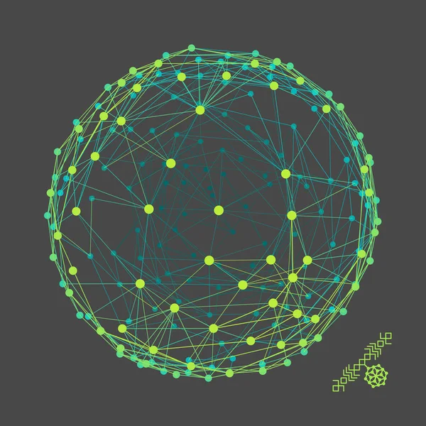 Kugel Mit Verbundenen Linien Und Punkten Globale Digitale Verbindungen Globalnetz — Stockvektor