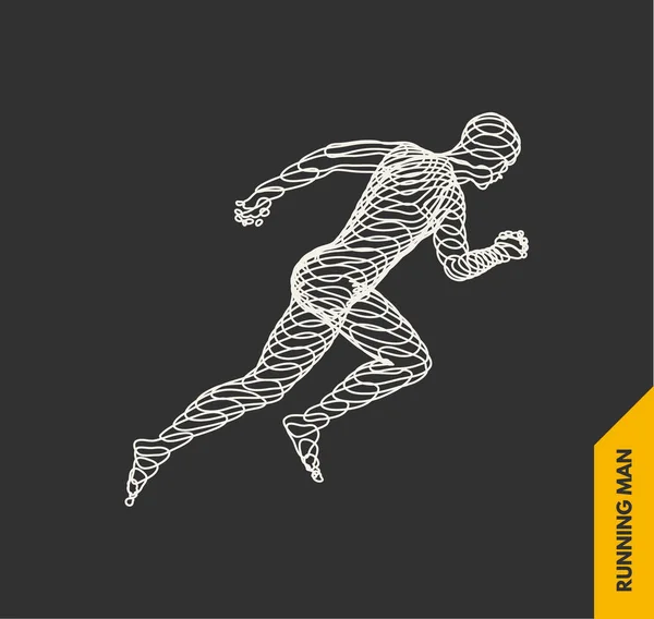 3次元のランニングマン スポーツ ビジネス 科学技術のためのデザイン ベクトルイラスト — ストックベクタ