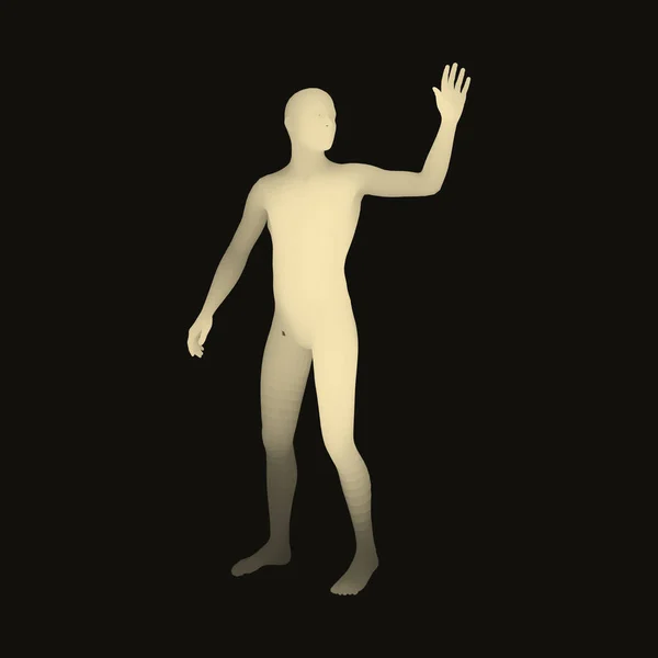 男は何かを示します 人体モデル デザイン要素 自分の足で立っています ベクトル図 — ストックベクタ