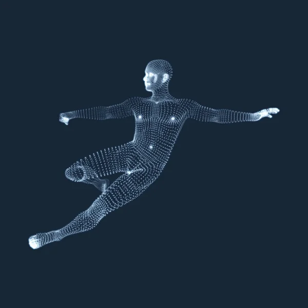 粒子からのフットボール選手 スポーツ コンセプト 人体モデルの男 スポーツ シンボル デザイン要素 ベクトル図 — ストックベクタ