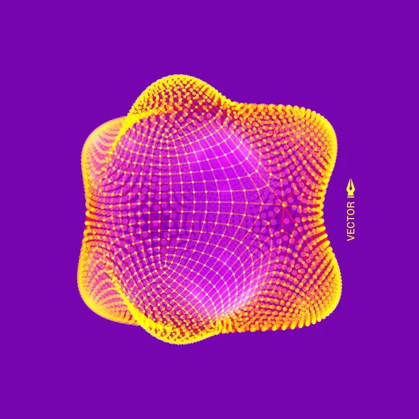 带有线条和点的对象 分子网格 具有颗粒的技术风格 矢量插图 化学与科学的未来连接结构 — 图库矢量图片