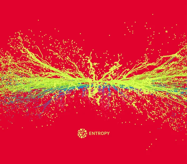 Ponto Explode Array Com Partículas Dinâmicas Emitidas Estilo Tecnologia Fundo — Vetor de Stock