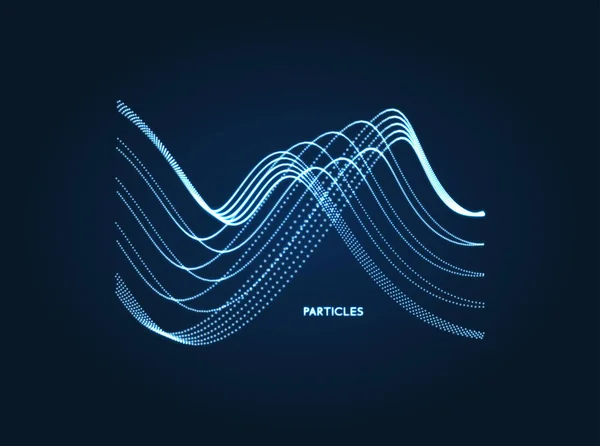 Sfondo Ondulato Array Con Particelle Dinamiche Composizione Con Effetto Movimento — Vettoriale Stock