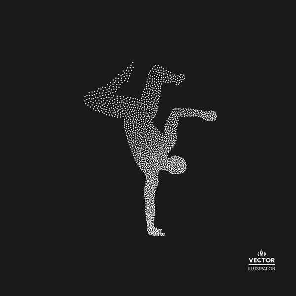 Gimnastyk Człowiek Jest Pozowanie Taniec Kropkowane Sylwetka Osoby Ilustracja Wektorowa — Wektor stockowy