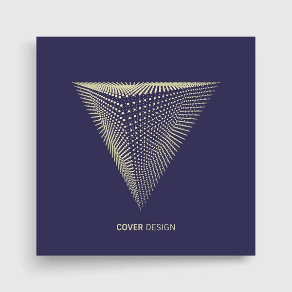 Cover Design Vorlage Pyramide Objekt Mit Punkten Molekularraster Technologie Stil — Stockvektor